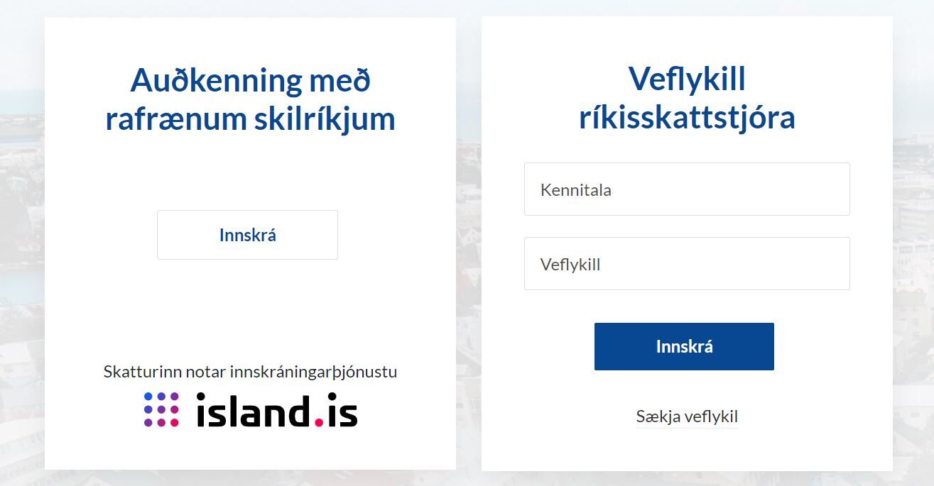 Loggin in to www.skattur.is with an electronic ID is encouraged