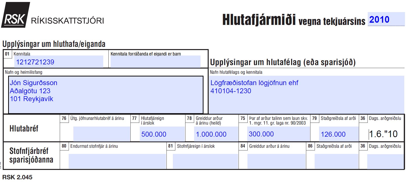 Frétt 9.3.2011 Hlutafjármiði
